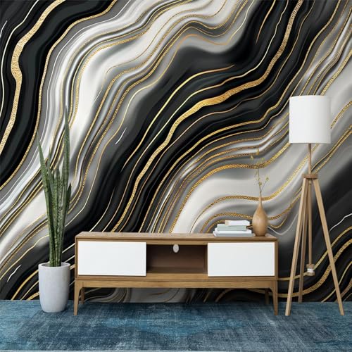 Papier peint marbre de luxe 3D au design moderne avec impression agate premium - 3