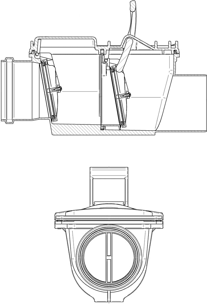Clapet anti-retour DN110 double clapet – protection contre les refoulements d’eaux usées – fermeture manuelle – joints étanches – éléments en acier inoxydable - 110mm