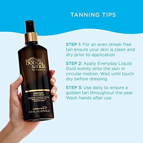 Bondi Sands Everyday Liquid Gold Self-Tanning Dry Oil | Gradual Tanning Oil Builds a Natural Glow in 1-3 Applications, Enriched with Argan Oil, Vegan + Cruelty Free, Coconut Scent | 270 mL/9.12 FL Oz