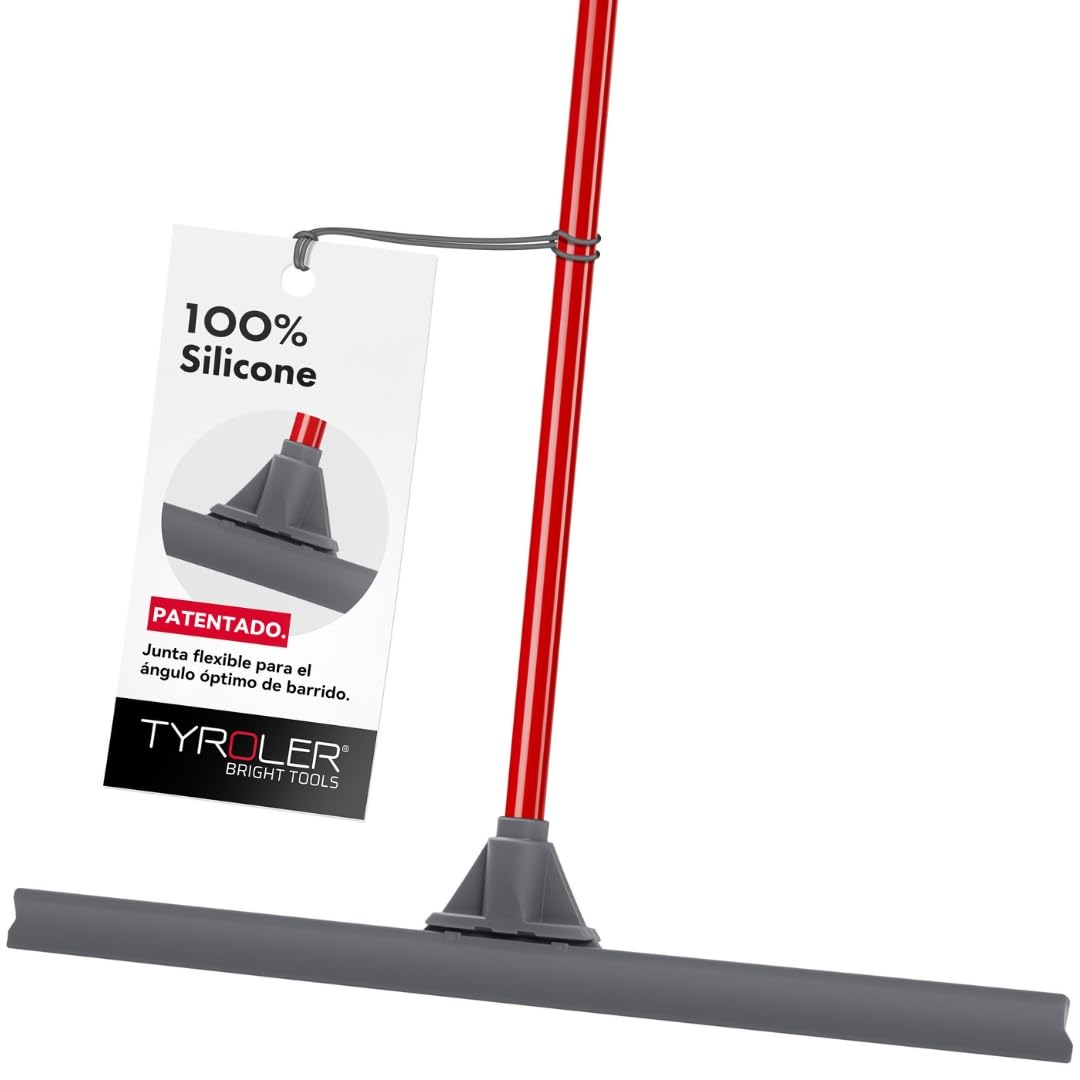 Tyroler Escobilla Goma - Hoja Silicona 100% Duradera, 60 centímetros Ancho - Mango Ligero 140 centímetros