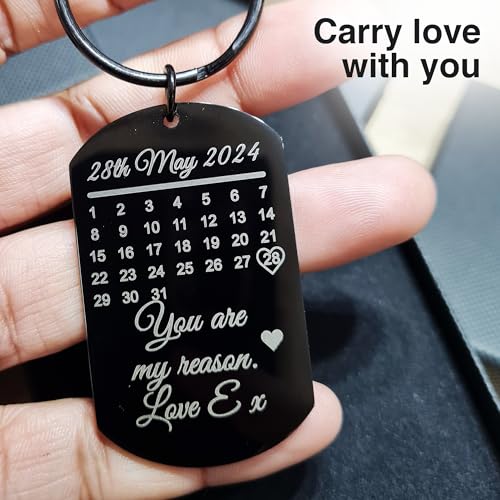 Personalised Date Engraved Photo keyring, Custom Calendar Engraved Picture Keychain, Gift for Anniversary, Graduation, Wedding, Birthday,For Him&Her,Mother's Day Keepsake, Special Day Marked Keyring - Image 4