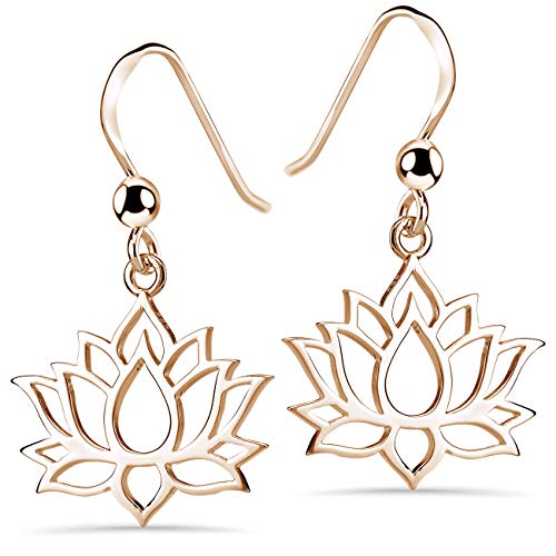 MATERIA Rosegold Ohrringe Blume hängend - 925 Silber Ohrhänger...