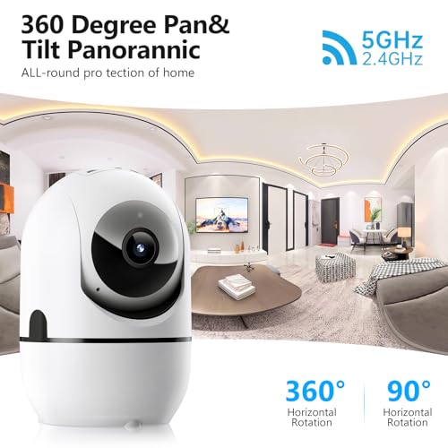 JUFLSKY 2K 3MP Überwachungskamera Innen,2.4GHz & 5GHz WiFi Kamera Überwachung Innen, PTZ Hundekamera, Nachtsicht,Sirene, Bewegungserkennung, Zwei-Wege-Audio,Cloud&SD-Karten