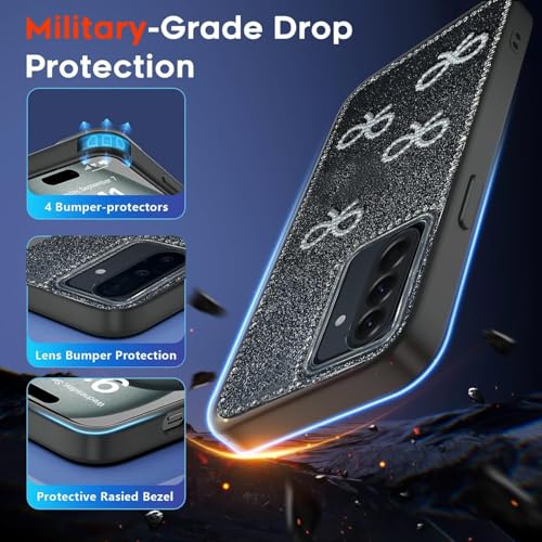 Image of DIZORO for Samsung Galaxy A36 5G case,Cute Bow Tie Aesthetic Phone Case,Trendy Slim Hard IMD Shockproof Protective Bumper Designer Phone Back Cover for Women Girls - Black