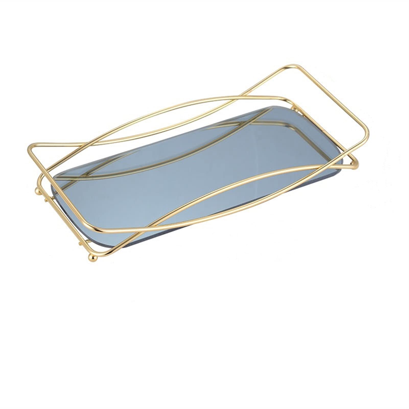 Tablett Marmor Textur Glas Spiegelschalen Dekorativer Goldener Schlaganfall Kosmetische Hautpflege-Speicher-Tablett Badezimmer-Toilettenartikel-Organizer-Rack Platte (Color : E)
