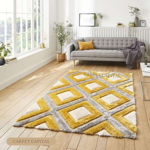Image of Modern Texture Shag Area Rug Fluffy Microfiber 2inch Pile for Living Room, Bedroom(6x8feet,Beige17)