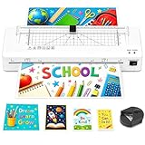 Plastifieuse A3 avec Coupe Papier intégré, Plastification Thermique et à Froid, Arrondisseur d'Angles, Compatible A3 A4 A5 A6 (White+10pics)