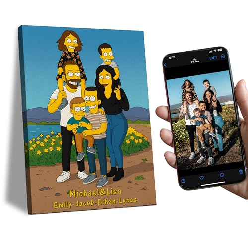 Custom Anime Portrait Canvas Print–(08x10Inch) Personalized Cartoon Portrait from Photo, Unique Gift, Wrapped Canvas Wall Art-HORIZONTAL