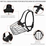 BUDKAS Deutscher Schäferhund Maulkorb Metall Korb für Mittlere Große Hunde Verstellbare Langlebige Lederriemen Sichere Drahtmaske zum Beißen Kauen Bellen (Schwarz, L - Größe)