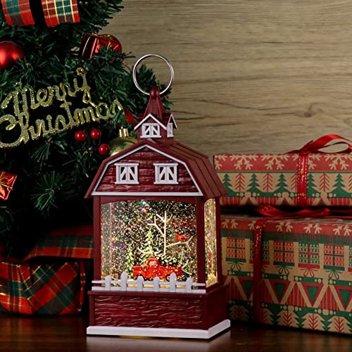 Image of Eldnacele Red Truck Musical Snow Globe Lantern with 6H Timer