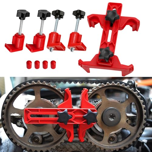 Rebvugr Engine Timing Tool, Camshaft Locking Tool, 9PCS Car Auto Dual Cam Clamp Camshaft Engine Timing Sprocket Gear Locking Kit, Cam Gear Clamp and Holder Set Universal for Most Cars, Trucks and Vans