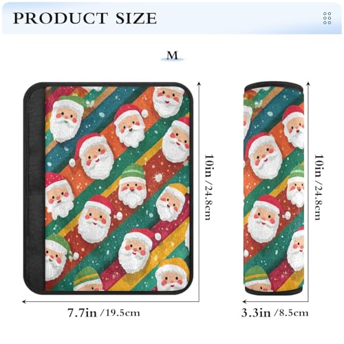 Image of 2 Pack Seatbelt Covers Seat Belt Cover Pad for Adults Boys Girls Car Seat Strap Covers Pads Cushion Universal Shoulder Strap Pad Protector for Backpack 10x7.7Inch Colorful Striped Santa Claus