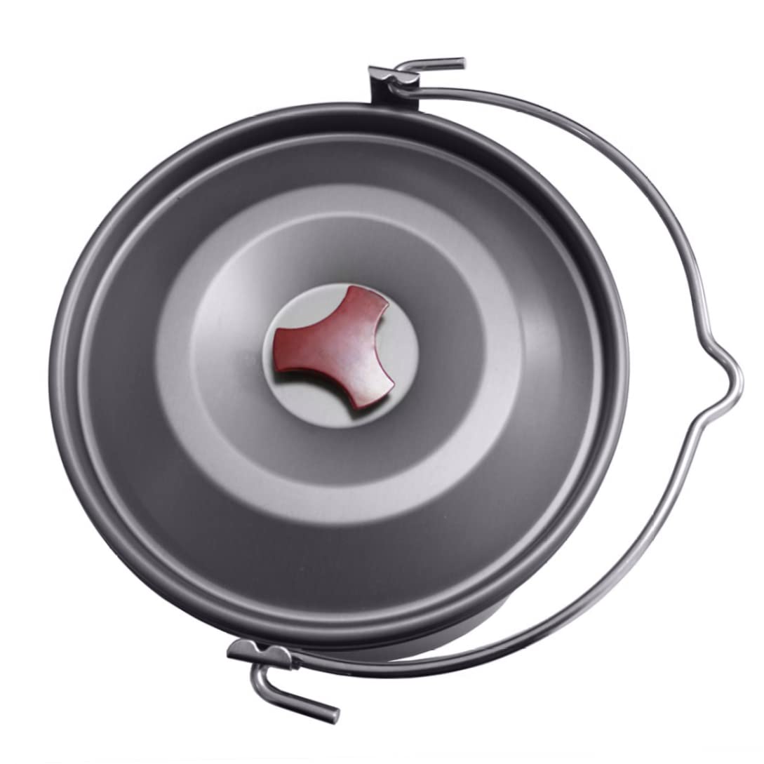 Jorzer Pentole da campeggio Pentola da campeggio con coperchio da appendere 4l rotonda portatile leggera antiruggine pentole attrezzature da cucina per self-driving Tour BBQ Picnic
