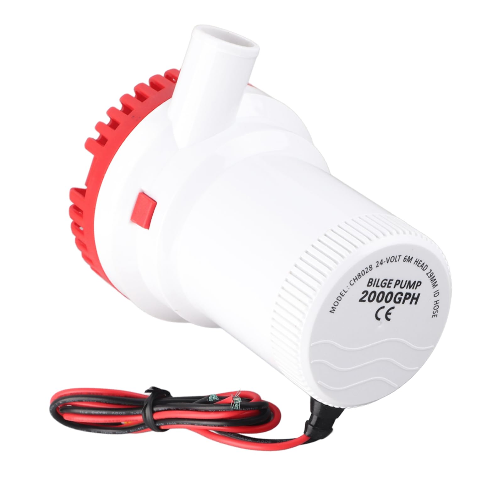 Dilwe Morska Pompa Zęzowa, Zatapialna Pompa Zęzowa ABS 2000 GPH 12 V 24 V DC, Niski Pobór Prądu 9 A, Szybkozłączka, Silnik Chłodzony wodą do łodzi, Stawów, Basenów Spa (24V)