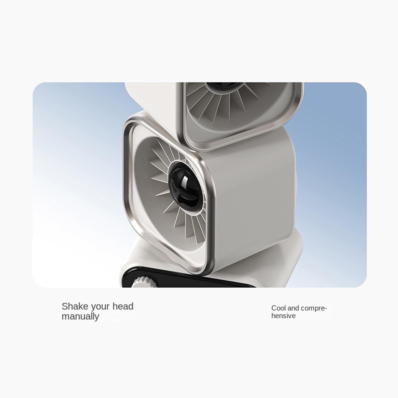 Ventilador de Mesa Cabezal Doble Con Pantalla Digital Y Ajuste Continuo | Ventilador Mesa Recargable Para Hogar Dormitorio Sala De Estar Residencia Aula Escuela Oficina Hotel