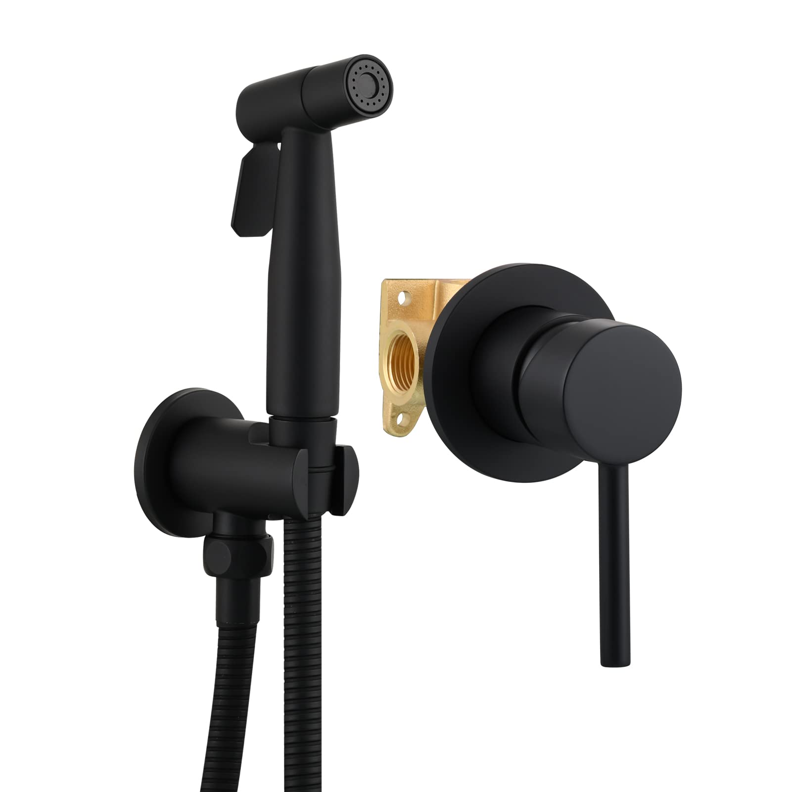 Douchette Toilette Inox Noir Premium, kit WC mitigeur eau chaude et froide Tecmolog WS024CF14