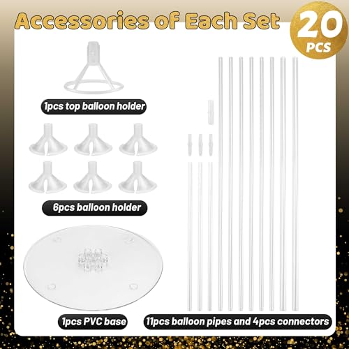 Image of JOYYPOP 20 Sets Balloon Stand Kit, Balloon Sticks with Base Birthday Graduation Party Decorations Wedding