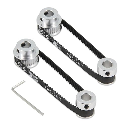 Miniatura 64 de Zeberoxyz Juego de 2 poleas de sincronización de aluminio GT2 de 20 y 80 dientes de 0.472 in de diámetro con 2 correas de longitud de 9.843 in