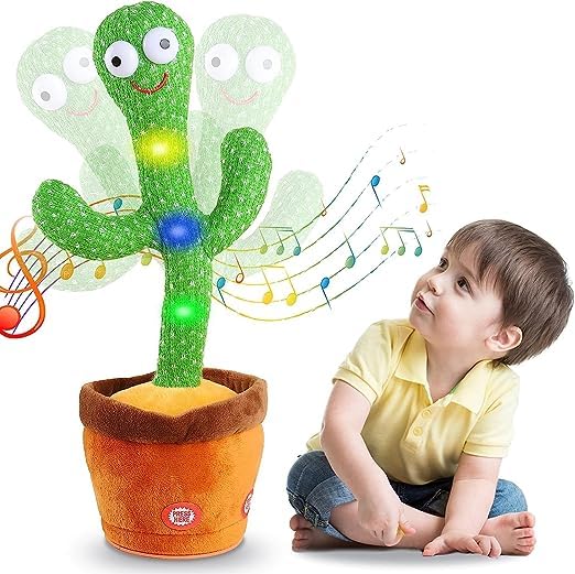 TECH LOGO ELECTRONICS Dancing Cactus Talking Toy, Musical Puppet, Wriggle & Singing Recording Toy Repeat What You Say,Voice Repeat Speaking Toy,Talking Toys for Kids, Girls, Boys