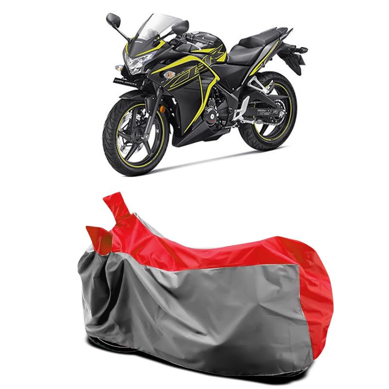 Image of DUFFEL-Two Wheeler Bike Body Cover Compatible for CBR 250 Bs6 Heat Protectio /UV-Rays /Birds Dropping /DustProof /Waterproof All Variants [Gray Red]