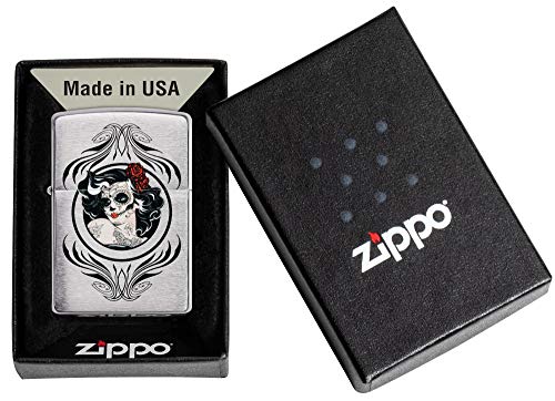 Encendedor Zippo Day of The Dead Girl Brushed Chrome miniatura 6