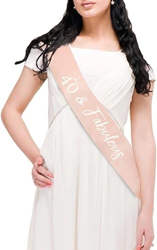 Miniatura 2 de Banda de oro rosa para cumpleaños número 40 con palabras de lámina dorada, fabulosa banda de satén de cumpleaños de 40 cumpleaños, accesorios para