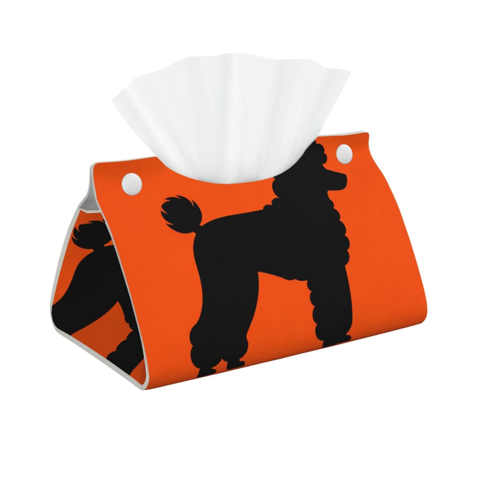 Orange Pet Silhouette Long Leather Tissue Box Cover-Waterproof PU Leather Tissue Holder for Bathroom, Decorative Rectangular Tissue Case