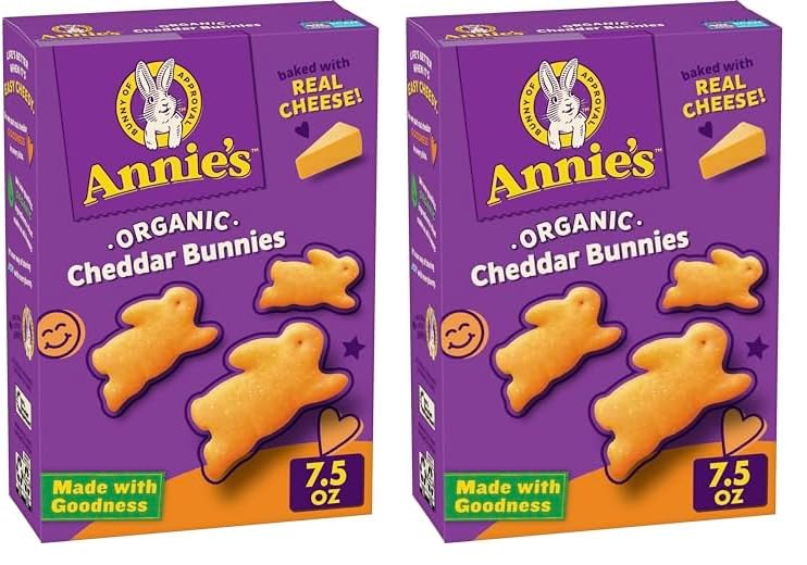 Annie's Organic Cheddar Bunnies Baked Snack Crackers, 7.5 oz. (Pack of 2)