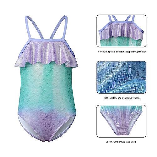 Phineein Girls One-Piece Swimwear Tropical Fruit Heart Print Ruffle Bathing Suit4