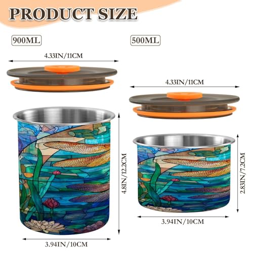 Envase para café de vidrio artístico 500ml acero inox miniatura 2