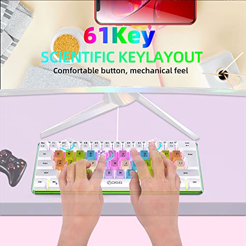 Dgg 60% Wired Gaming Keyboard,Colorful Rainbow Key Cap,Rgb Ergonomic Waterproof Small Mechanical Feeling Keyboard, For Pc Mac Ps4 Xbox Gamer, Typist, Travel #TOP5