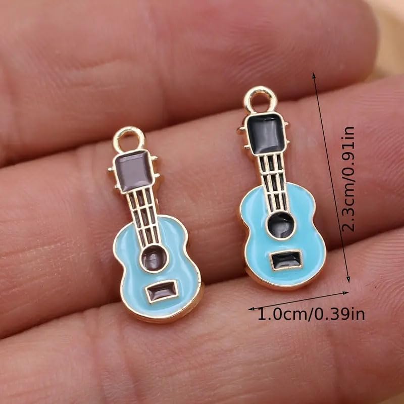 Ximimark 100pcs Vibrant Golden Enamel Guitar Charms - Diverse Designs for Jewelry Making - Perfect DIY Bracelet Accessories Set - Image 2