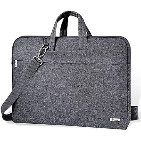 Voova Laptop Bag 17 17.3 Inch Water-resistant Laptop Sleeve Case with Shoulder Straps & Handle, Computer Case Cover Slim Briefcase Compatible with 17-18” Hp Dell Asus Acer, Grey Cover
