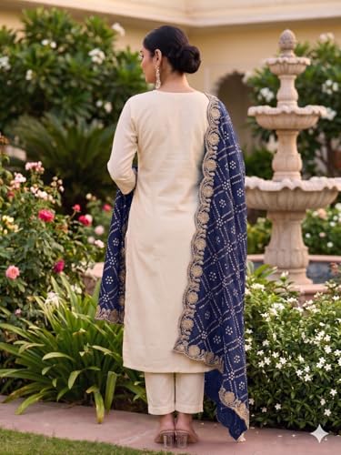 Image of Elegant Ethnic Kurta Set with Heavy Bandhani Embroidered Dupatta Festive & Occasion Ensemble for Women