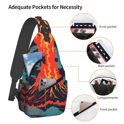 Mochila Cruzada Volcano Print para Viaje y Senderismo miniatura 4