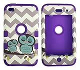 iPod Touch 4th Generation Case,Lantier 3 Layers Verge Hybrid Soft Silicone Hard Plastic TUFF Triple Impact Shockproof Quakeproof Defender Drop Resistance Protective Case Cover Wave Cheveron Owl Purple