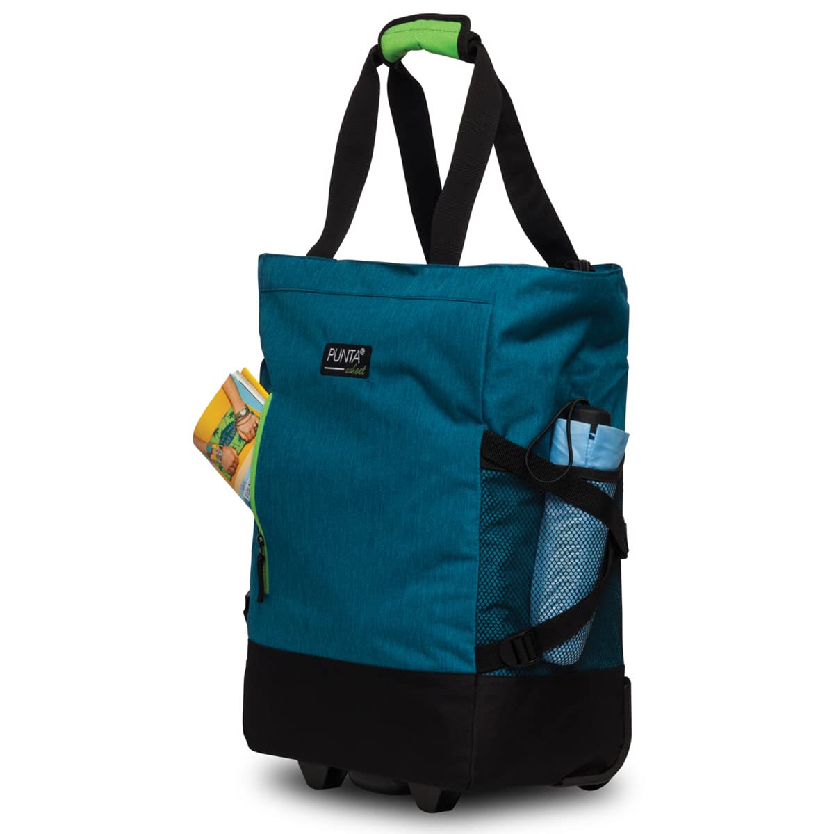 Punta® Einkaufstrolley 33L Petrol/Hellgrün | Einkaufstrolley modern mit Skater-Rollen – leise & leichtgängig | ideal für Einkäufe, Reisen & Sport | Wheel Shopping Roller für unterwegs