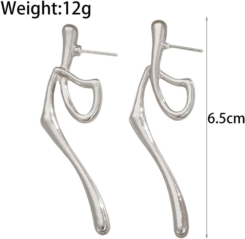 Chunky Gold Statement Earrings for Women Unique Irregular Long Dangle Drop Earrings Trendy Aesthetic Party Prom Jewelry - Image 6