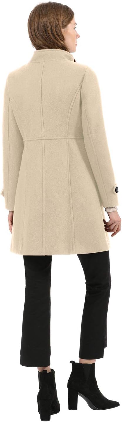 Allegra K Women's Stand Collar Double Breasted Slant Pockets Trendy Outwear Winter Coat - Image 5