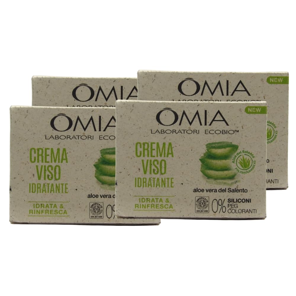 Crema Viso IDRATANTE, Idrata e Rinfresca. Con Aloe Vera Del Salento. 0% Siliconi, PEG, Coloranti 50ml (4 Unità)