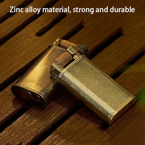 Image of Smoke King Zinc Alloy Flint-Wheel Lighter Durable Vintage Grind-Wheel Refillable Windproof Lighter (Fuel Not Included)