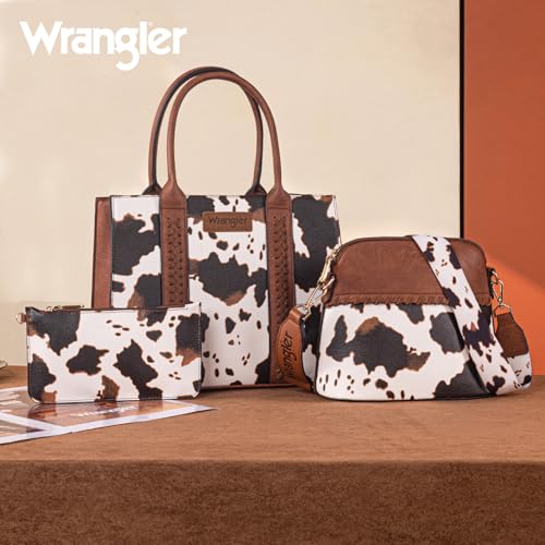 Image of Wrangler 3PCS Purses for Women Tote Bag Crossbody Handbag and Wallet Set with Guitar Strap