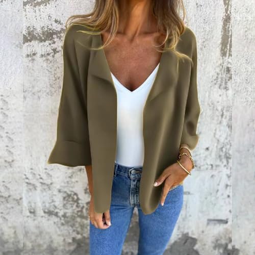 Women's Cardigans Faux Suede Lightweight Jacket Casual Long Sleeve Lapel Coat Solid Color Open Front Cardigan2