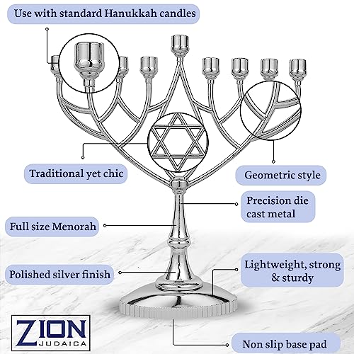 image for Zion Judaica Ltd Pack of 2 Traditional Classic Menorah Geometric Shape