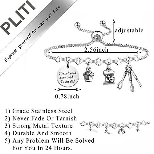 PLITI Baker Bracelet Culinary Student Gift Culinary School Graduation Gift She Believed She Could So She Did Bangle2