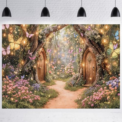 Forêt enchantée toile de fond pour anniversaire magique