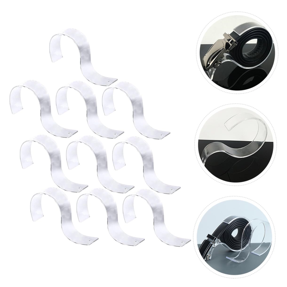 Transparenter Acryl S-förmiger Gürtelhalter mit Glatter Oberfläche für Zuhause und Einkaufszentren ohne Grate 10 Stück zur Stilvollen Gürtelaufbewahrung
