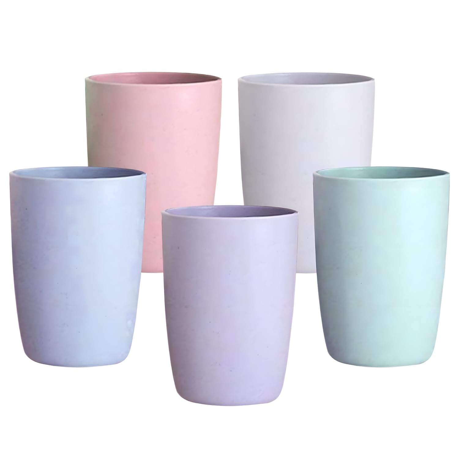 Joyzzz Unbreakable Cup, 5 Pcs 12 oz Reusable Wheat Fiber Cups, Unbreakable Drinking Glasses Stackable, Dishwasher Safe Water Tumbler, Simple Mug Set for Coffee, Wine, Camping, BPA-Free