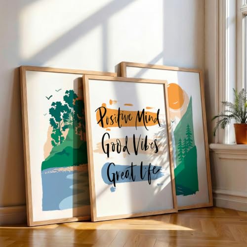 Image of NoWorries Minimalist mountains illustration art wall deocr paintings for wall decoration, Set of 3 Paintings for living room, bedroom and office (Theme-Minimalist) (Art-7, 17x25inch)