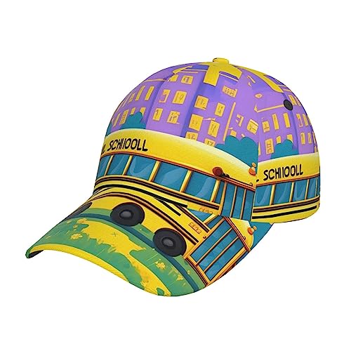 Casquette queue de cheval KoNsev réglable avec motif imprimé bus scolaire